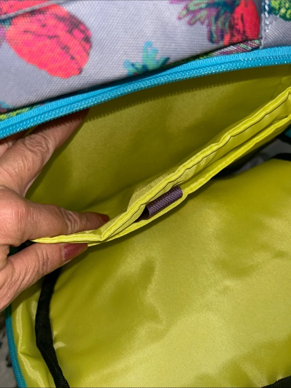 Kavu Kids Pineapple Print Backpack in Gray with Multicolor Pines